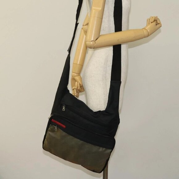 PRADA Sports Shoulder Bag Nylon Black Silver Auth bs26885 - Picture 3 of 16